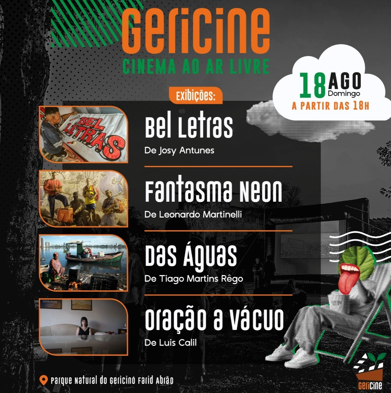 Cinema na natureza:“Gericine” realiza sessão gratuita neste domingo
