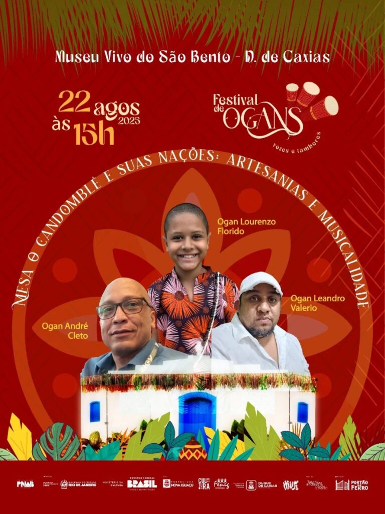 MUSEU VIVO DO SÃO BENTO RECEBE O FESTIVAL DE OGANS ‘VOZES E TAMBORES’ NA PRÓXIMA SEXTA-FEIRA (22)