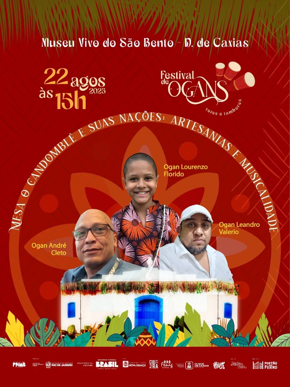MUSEU VIVO DO SÃO BENTO RECEBE O FESTIVAL DE OGANS ‘VOZES E TAMBORES’ NA PRÓXIMA SEXTA-FEIRA (22)