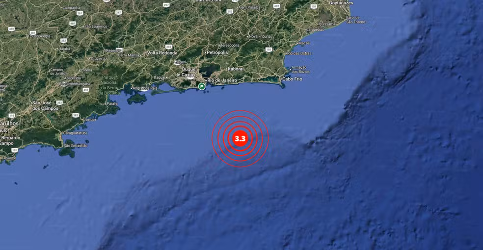 Tremor de terra de magnitude 3,3 é registrado no litoral do RJ